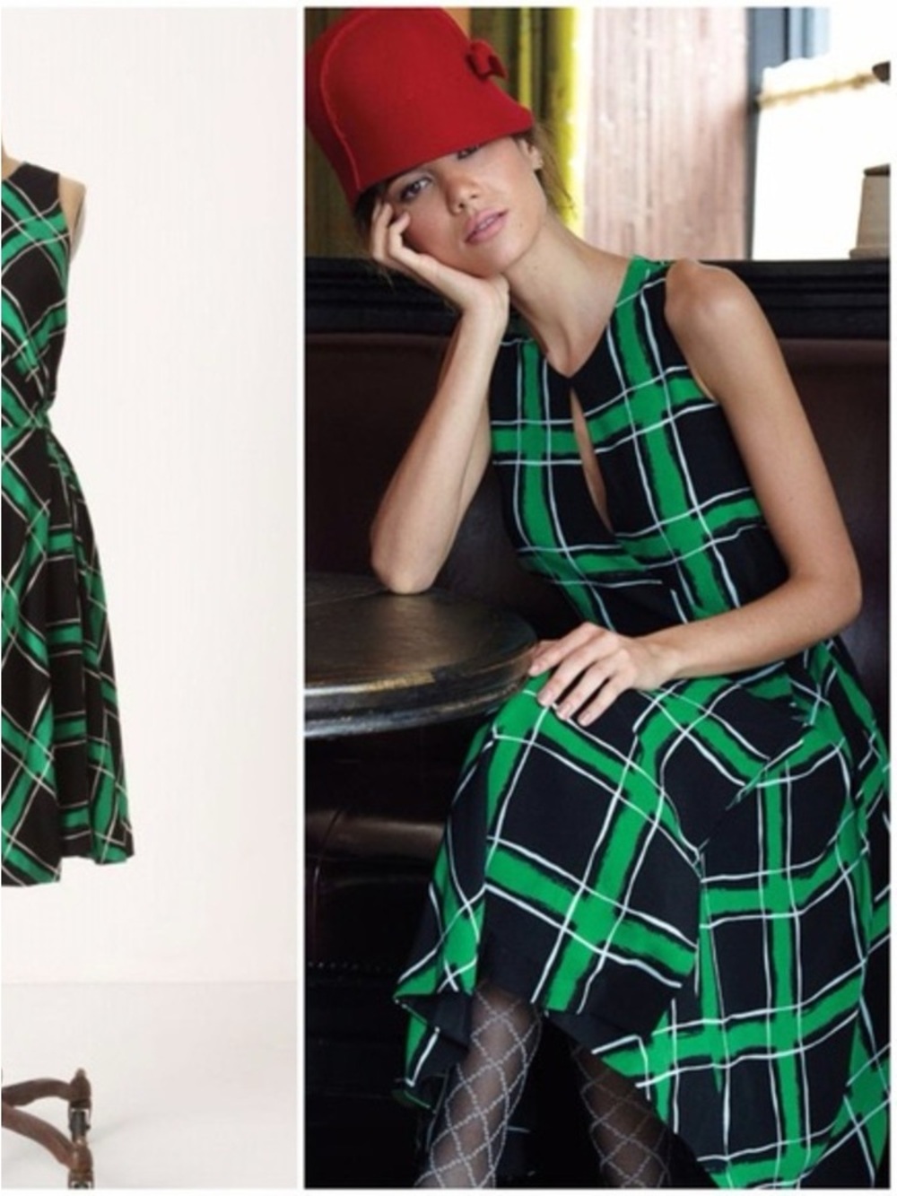 Anthropologie Maple "Across The Land" Green, black and white Wrap Dress